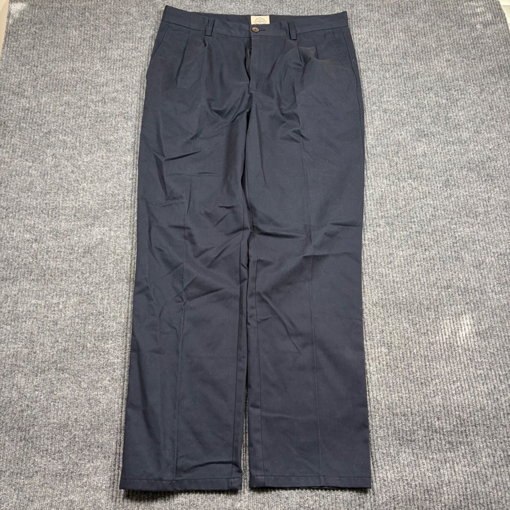 St. John's Bay Pants Men's 34x32 Blue Pleated Front Easy Care Chino Casual